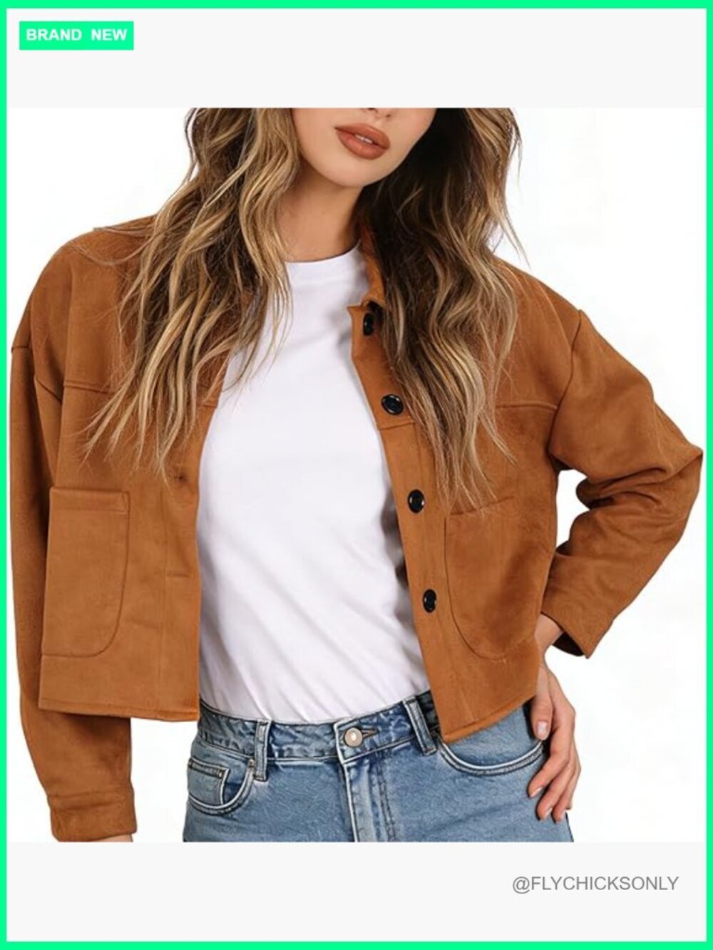 Faux Suede Cropped Jacket Casual Lightweight Coat Outerwear